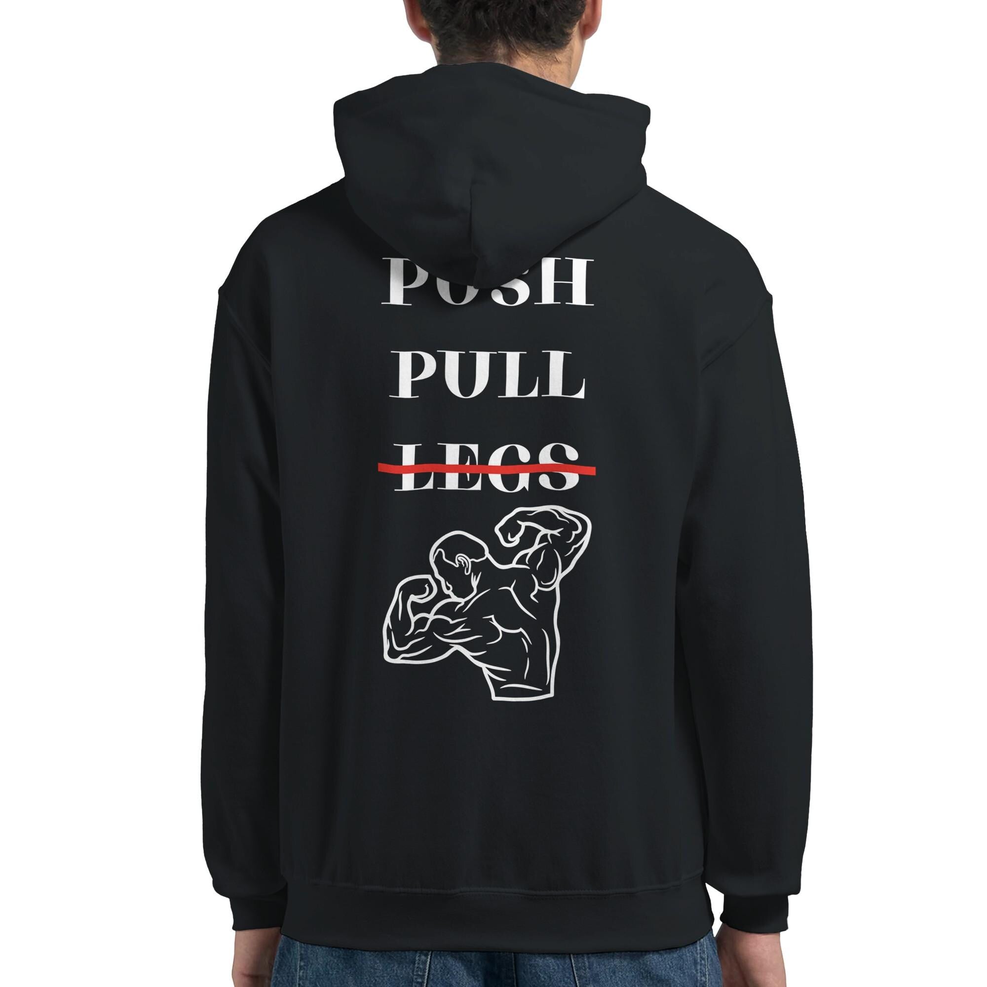 Gym & Fitness Hoodie - Unisex - "Push Pull Legs" + Graphic - Black