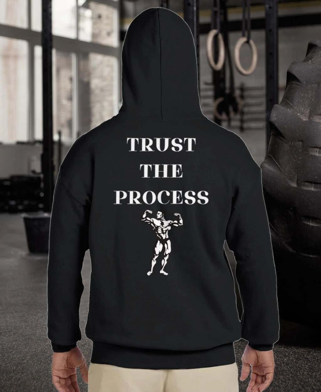 Gym & Fitness Hoodie - Unisex - "Trust The Process" + Graphic - Black