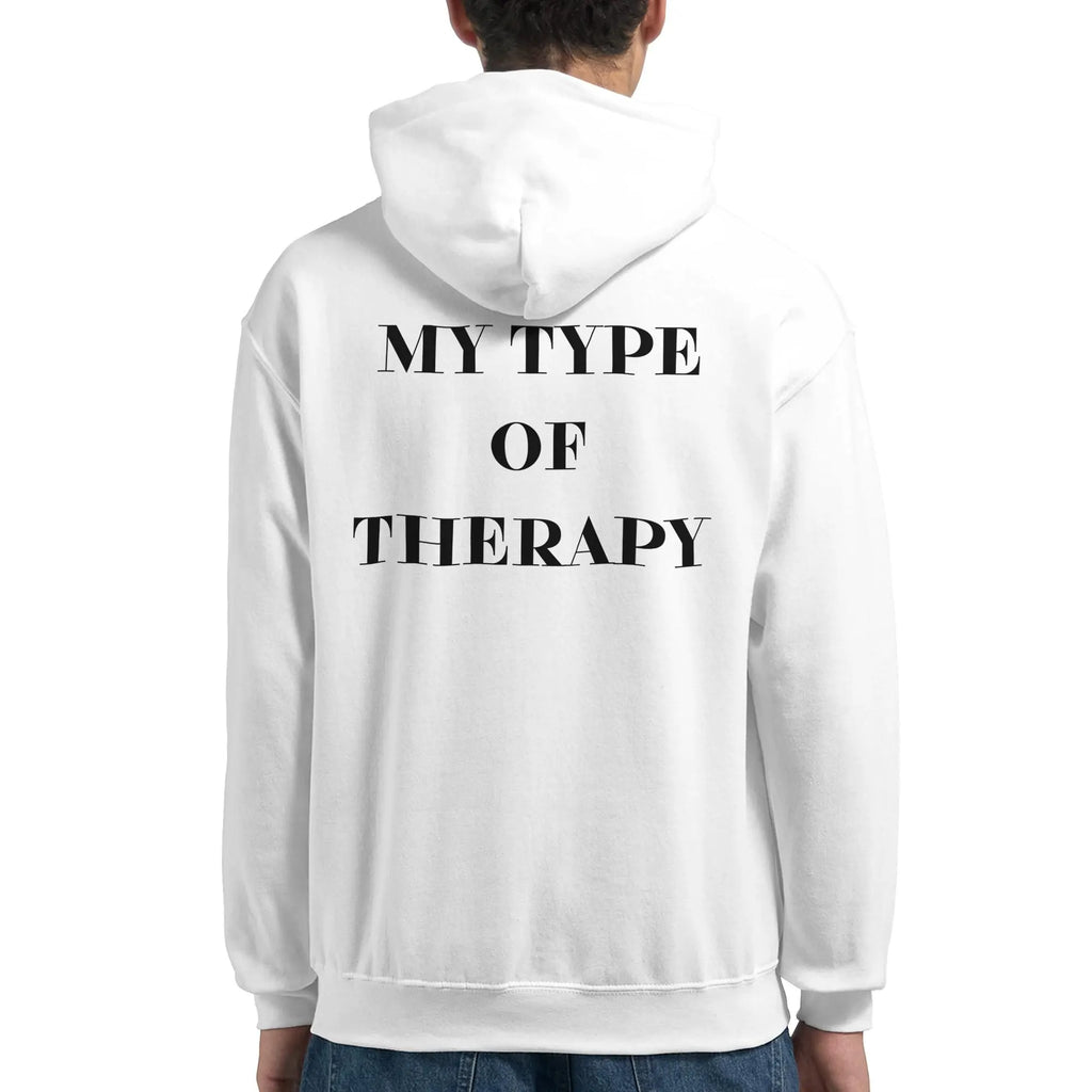Gym & Fitness Hoodie - Unisex - "My Type Of Therapy" - White