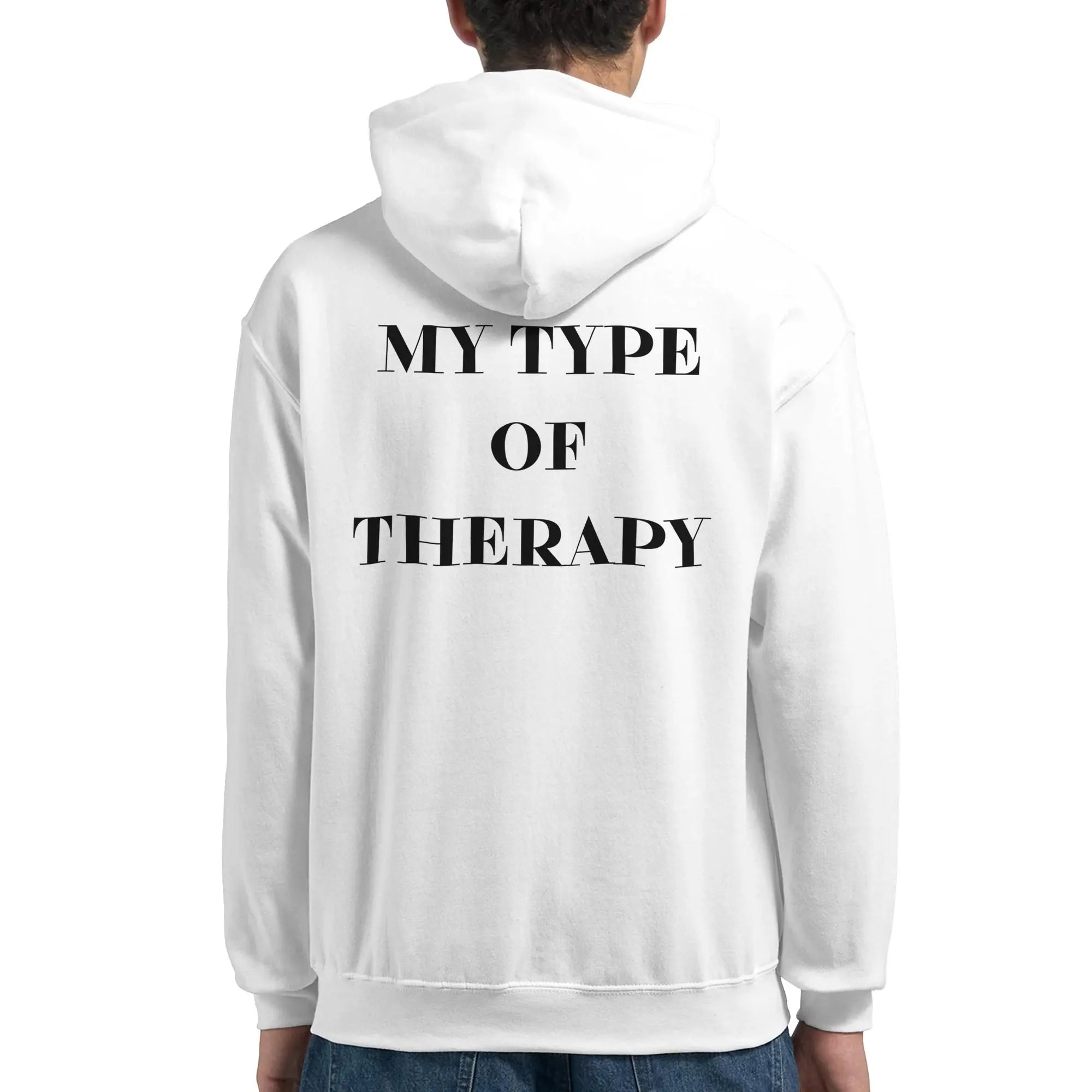 Gym & Fitness Hoodie - Unisex - "My Type Of Therapy" - White