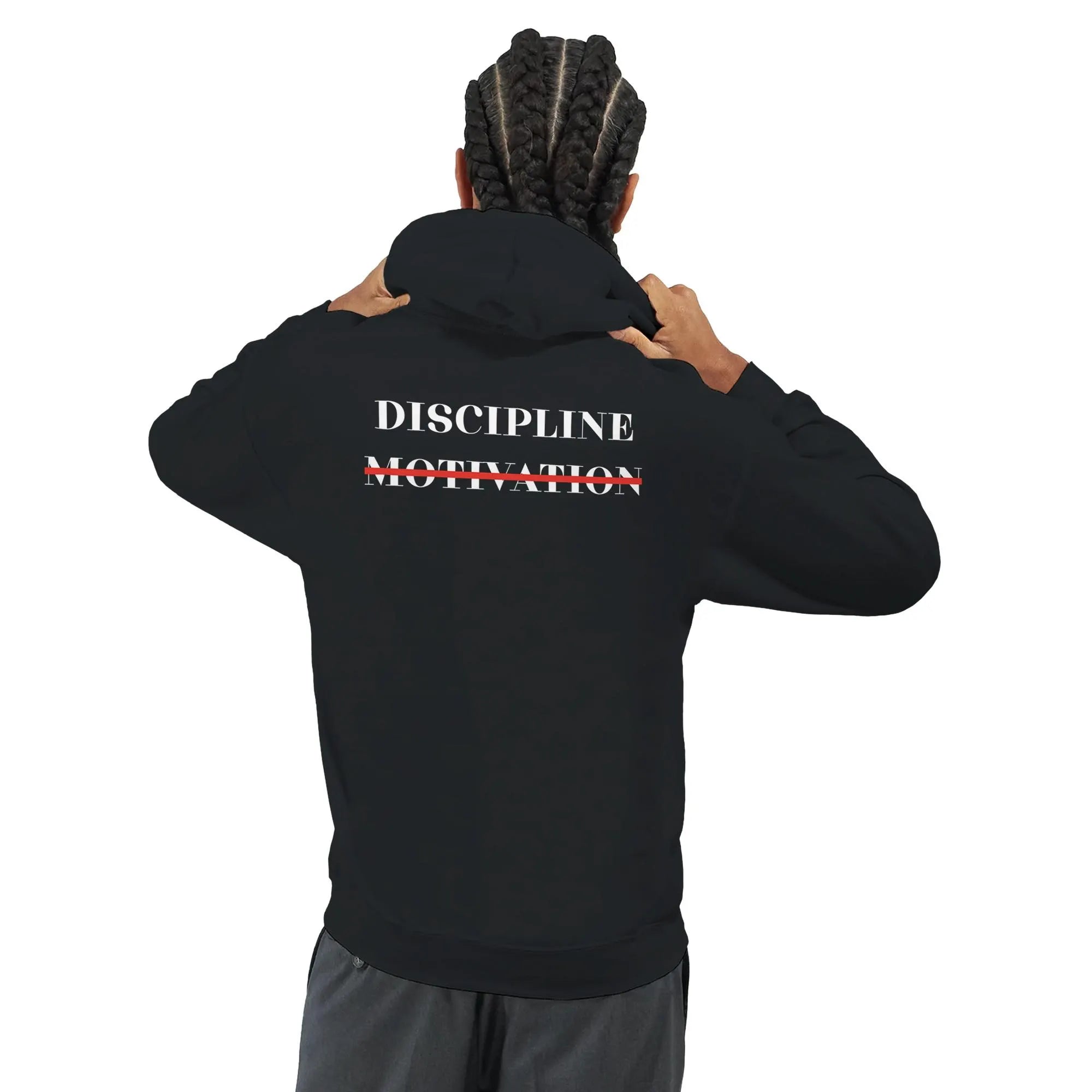 Gym & Fitness Hoodie - Unisex - "Discipline Motivation" - Black