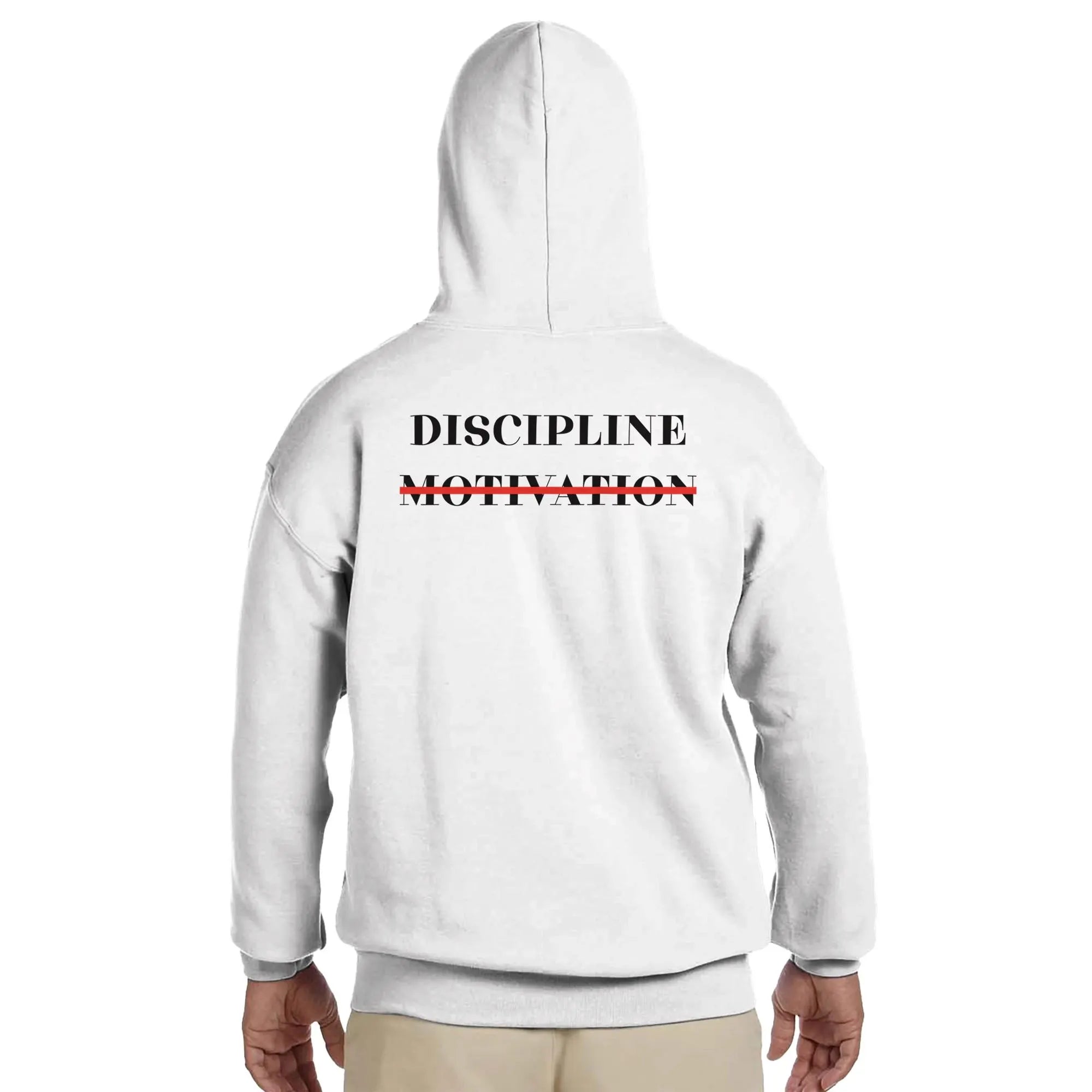 Gym & Fitness Hoodie - Unisex - "Discipline Motivation" - White