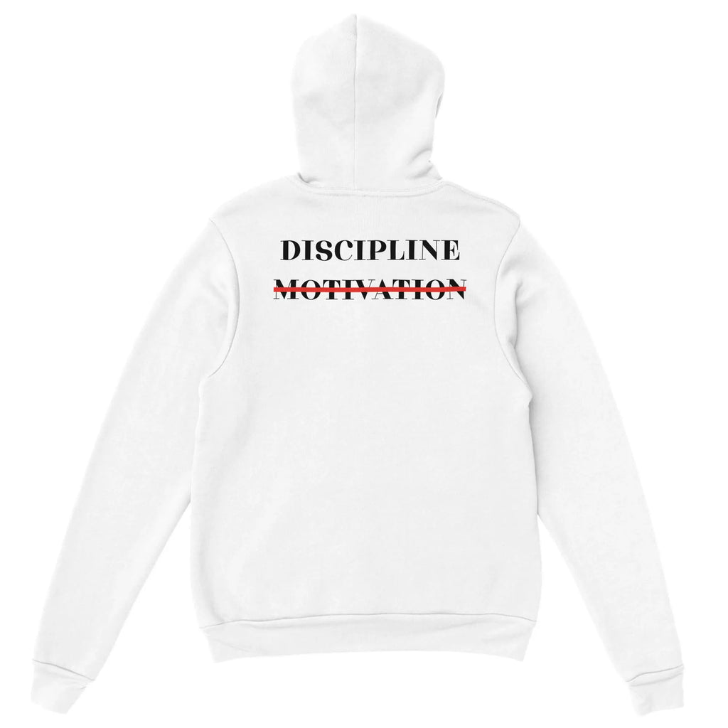 Gym & Fitness Hoodie - Unisex - "Discipline Motivation" - White