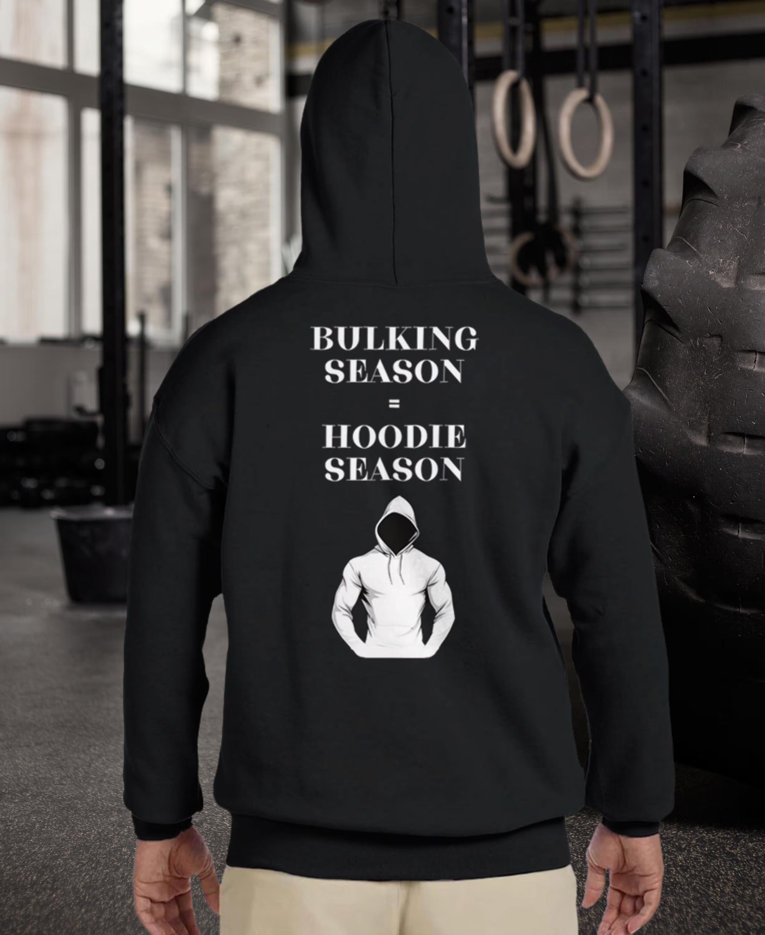 Gym & Fitness Hoodie - Unisex - "Bulking Season, Hoodie Season" + Graphic - Black