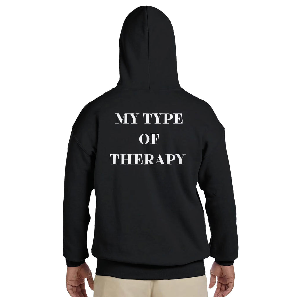 Gym & Fitness Hoodie - Unisex - "My Type of Therapy" - Black