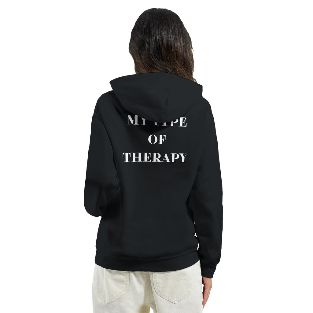 Gym & Fitness Hoodie - Unisex - "My Type of Therapy" - Black