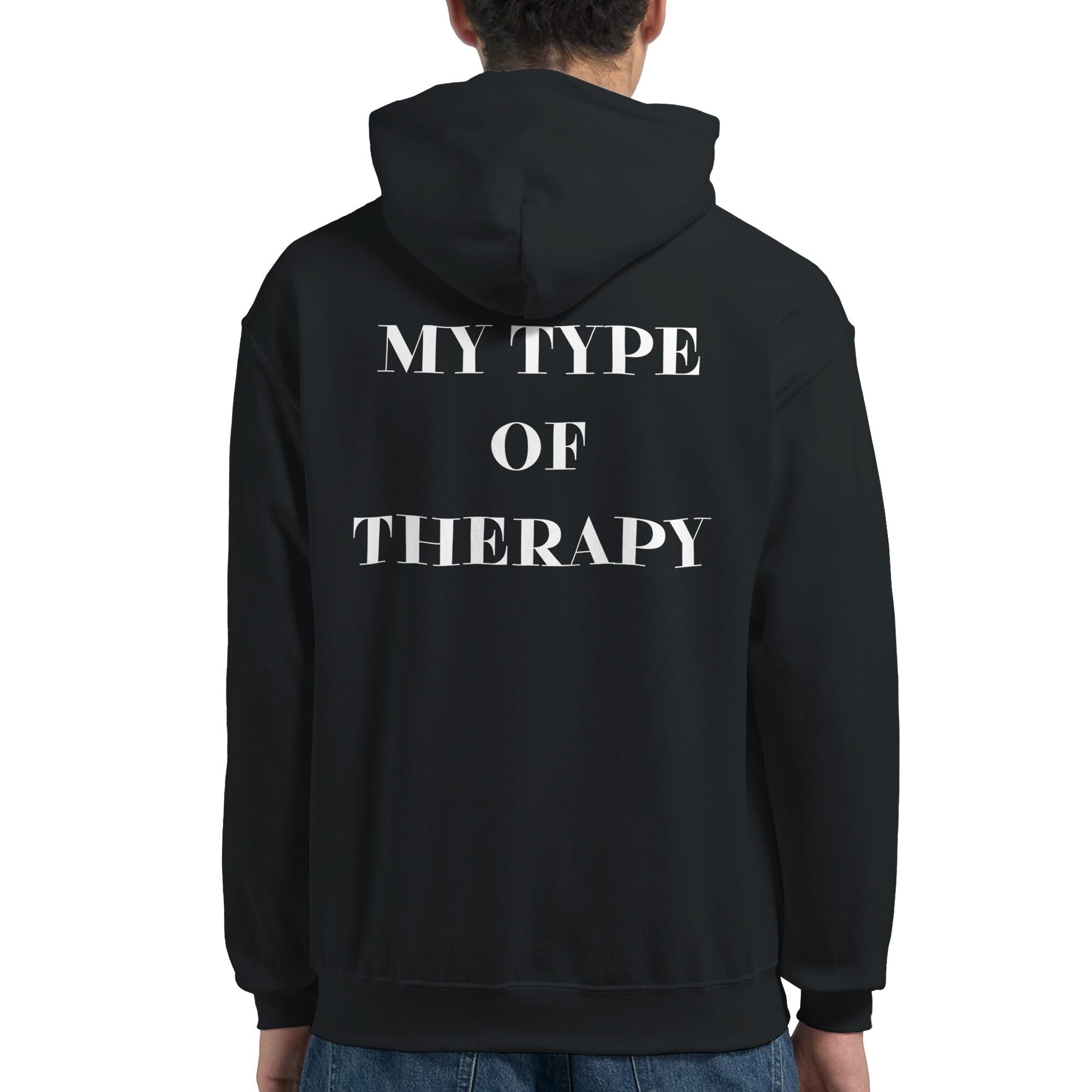 Gym & Fitness Hoodie - Unisex - "My Type of Therapy" - Black