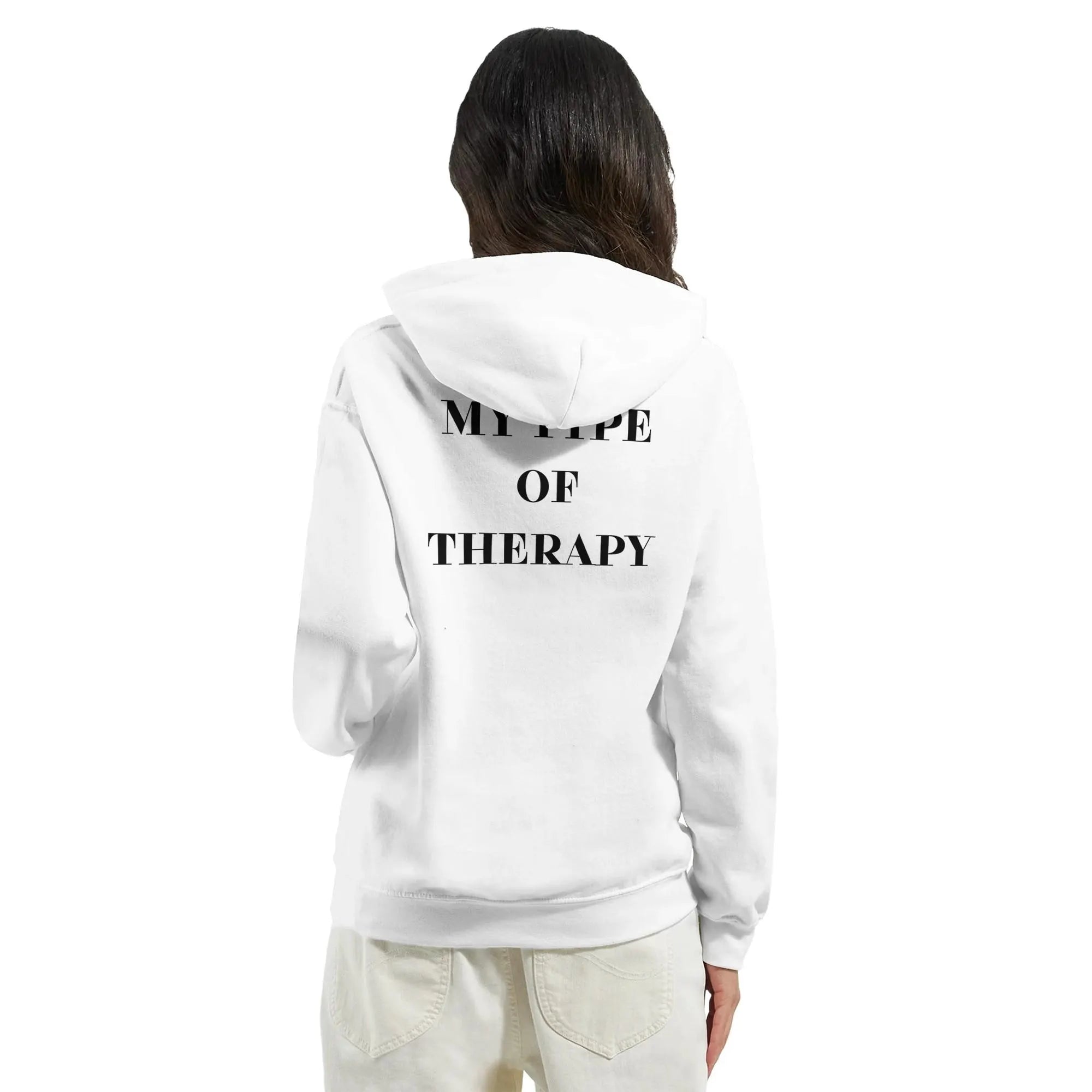 Gym & Fitness Hoodie - Unisex - "My Type Of Therapy" - White