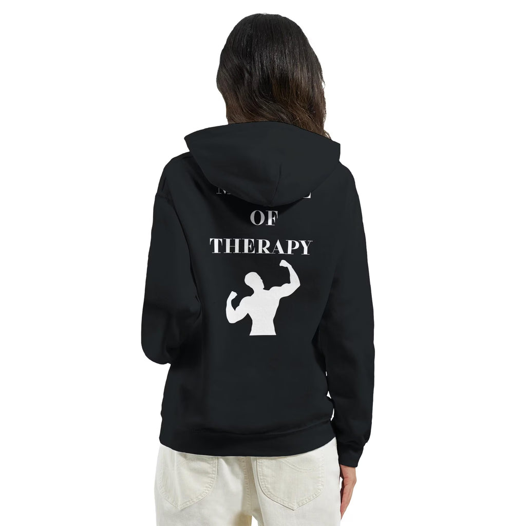 Gym & Fitness Hoodie - Unisex - "My Type of Therapy" + Graphic - Black