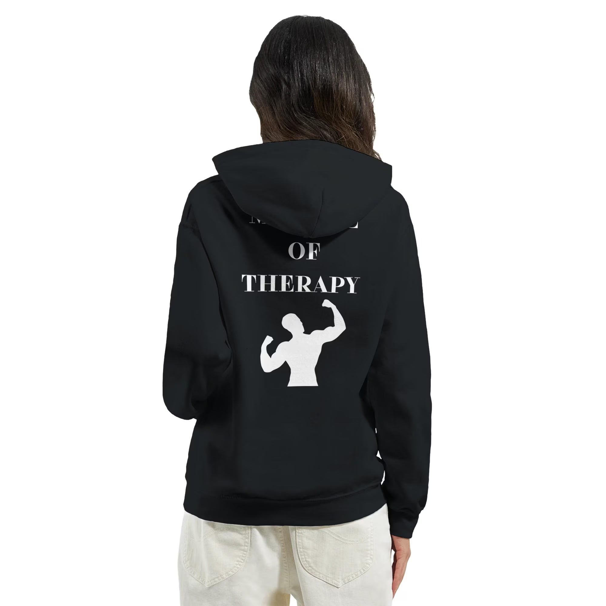 Gym & Fitness Hoodie - Unisex - "My Type of Therapy" + Graphic - Black