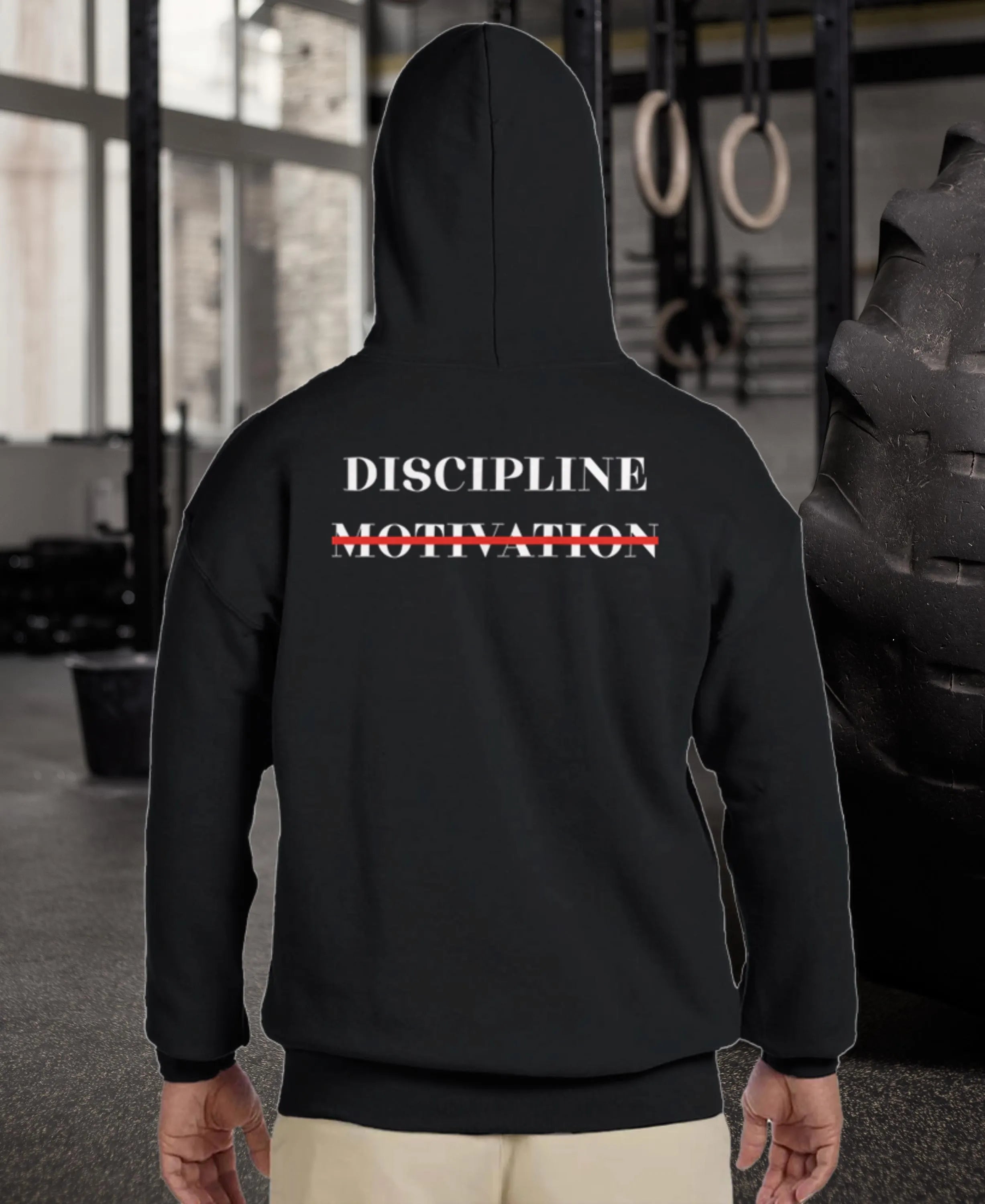 Gym & Fitness Hoodie - Unisex - "Discipline Motivation" - Black