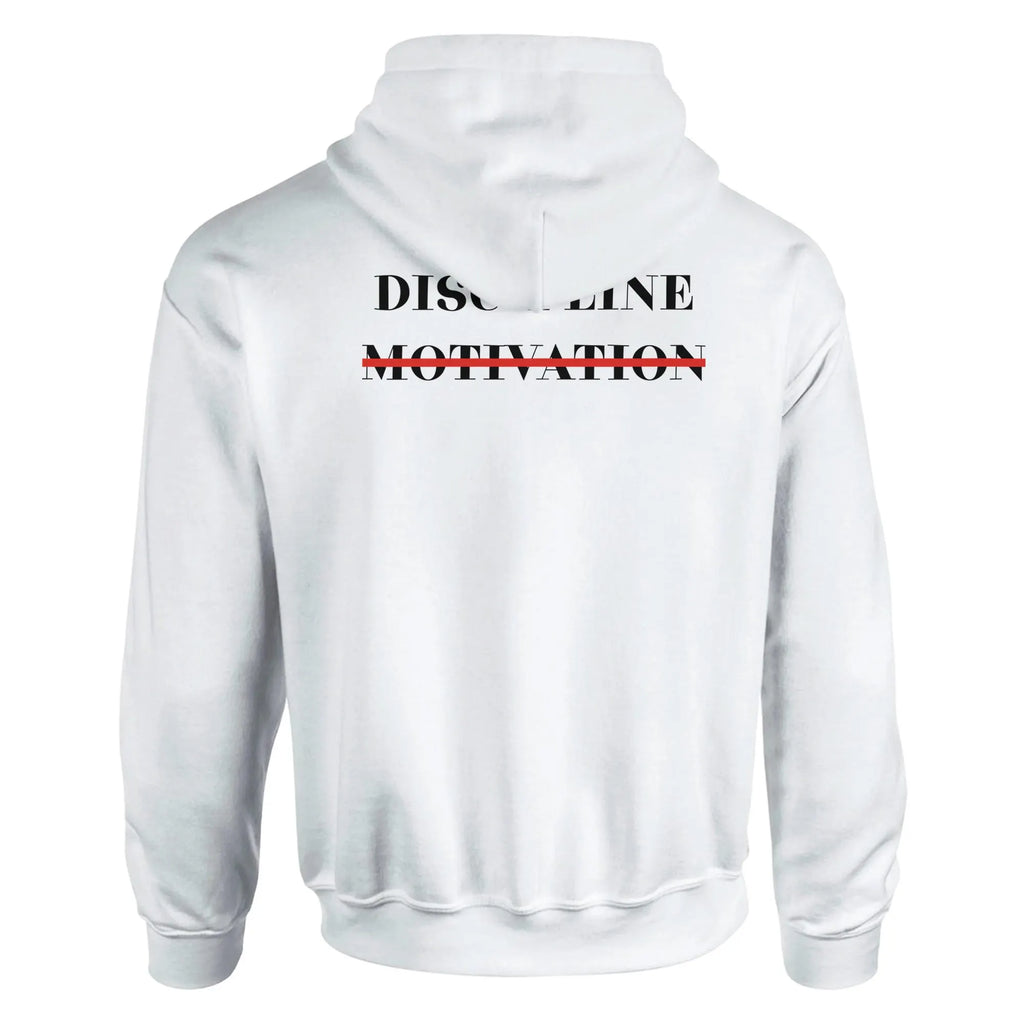 Gym & Fitness Hoodie - Unisex - "Discipline Motivation" - White