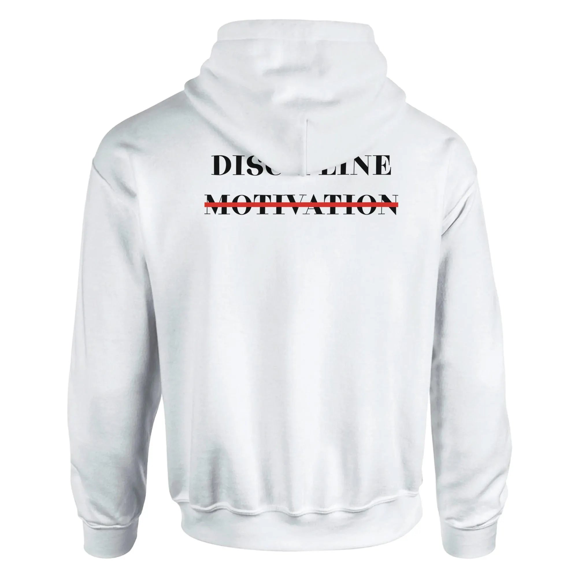 Gym & Fitness Hoodie - Unisex - "Discipline Motivation" - White